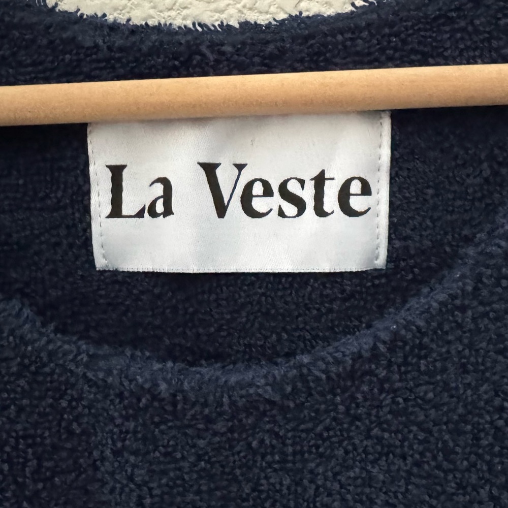 La Veste Mini Towel Dress Med Blue Red White Cotton Terry Americana Resort USA - Picture 10 of 11